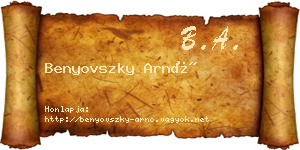 Benyovszky Arnó névjegykártya